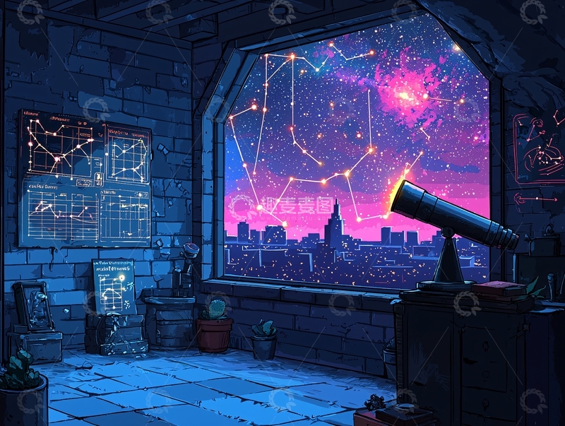 高清大图下载【趣麦麦图】星空下的房间