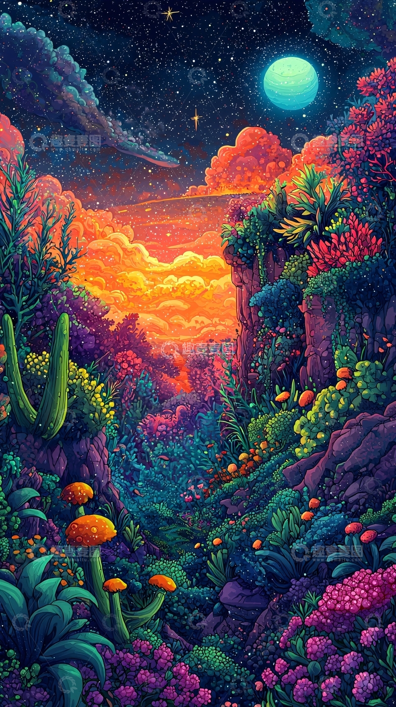 高清大图下载【趣麦麦图】梦幻多彩奇幻峡谷
