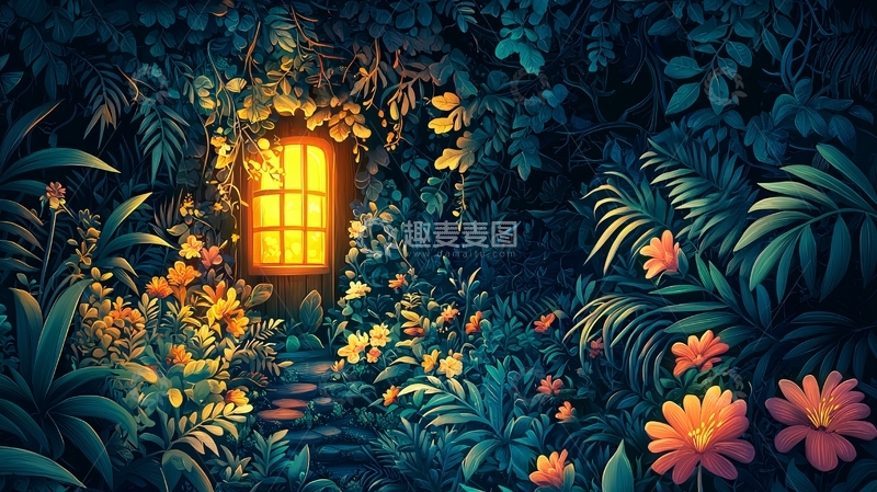 高清大图下载【趣麦麦图】丛林深处发光窗户