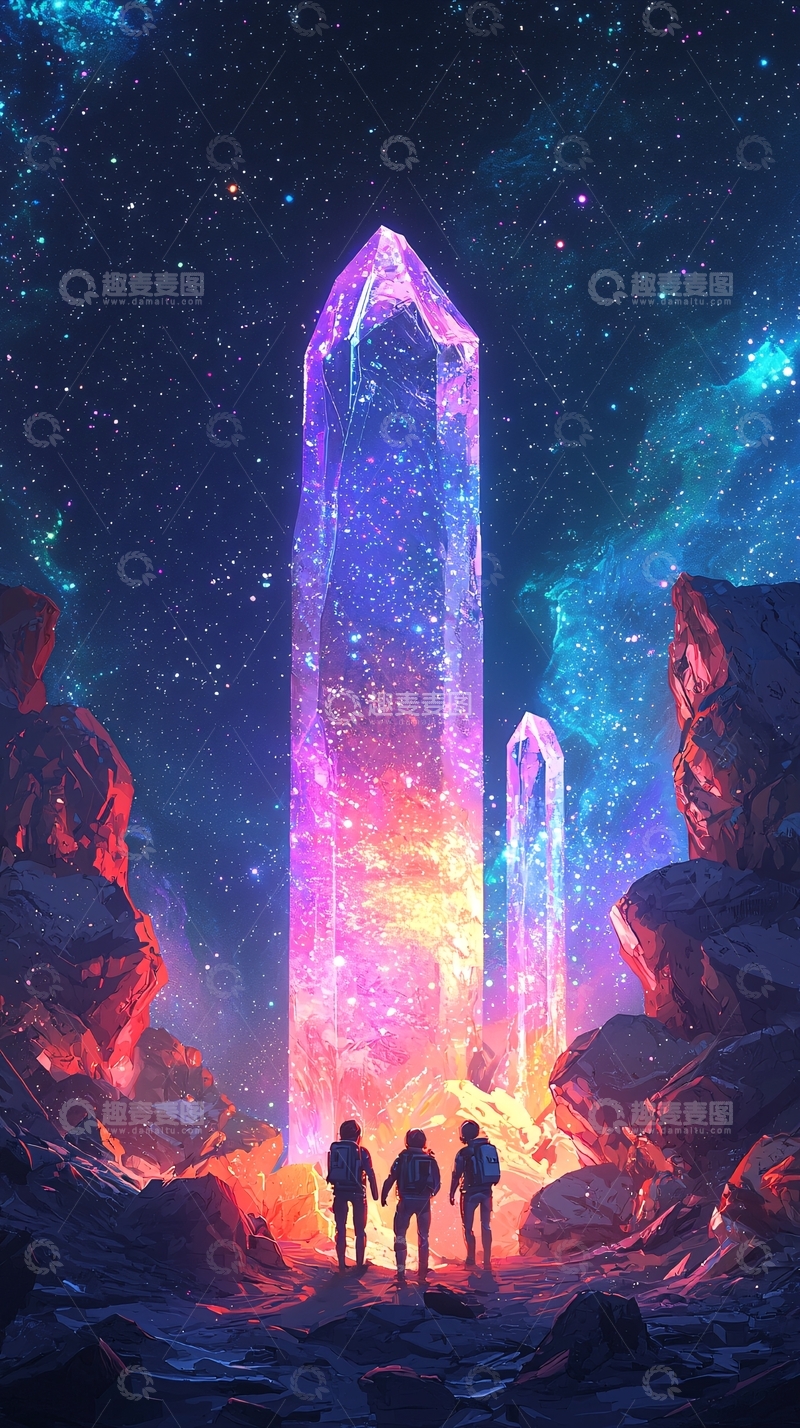 高清大图下载【趣麦麦图】星空下的巨型水晶