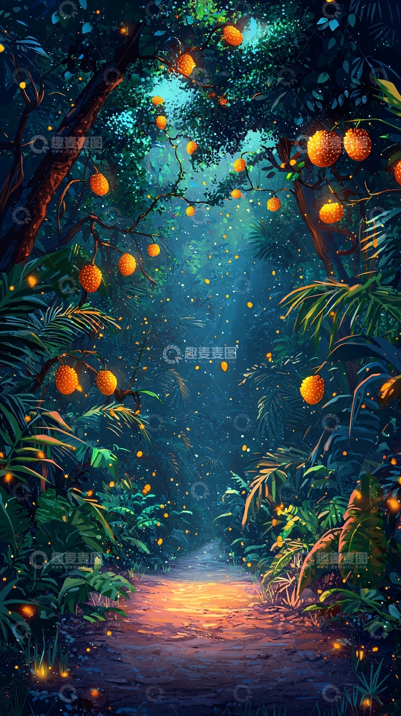 高清大图下载【趣麦麦图】童话森林橘子灯光