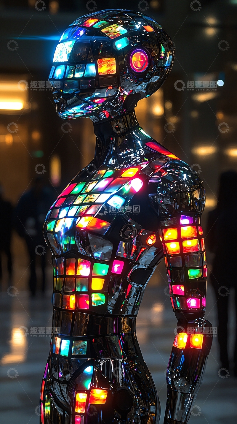 高清大图下载【趣麦麦图】闪光镜面机器人