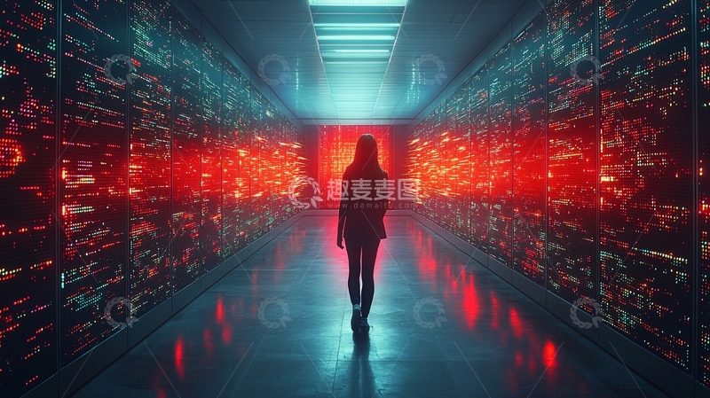 高清大图下载【趣麦麦图】霓虹灯下的数字走廊