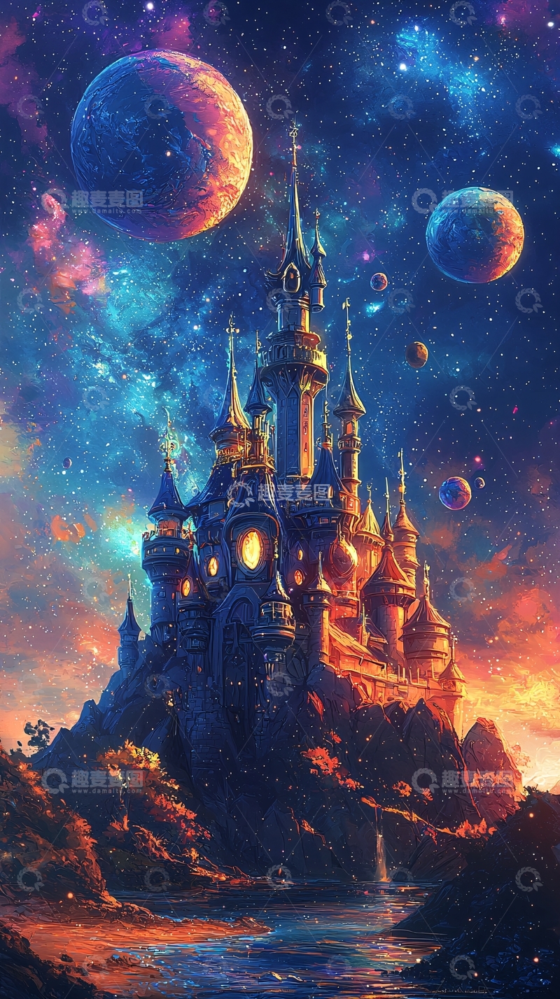 高清大图下载【趣麦麦图】梦幻星空城堡