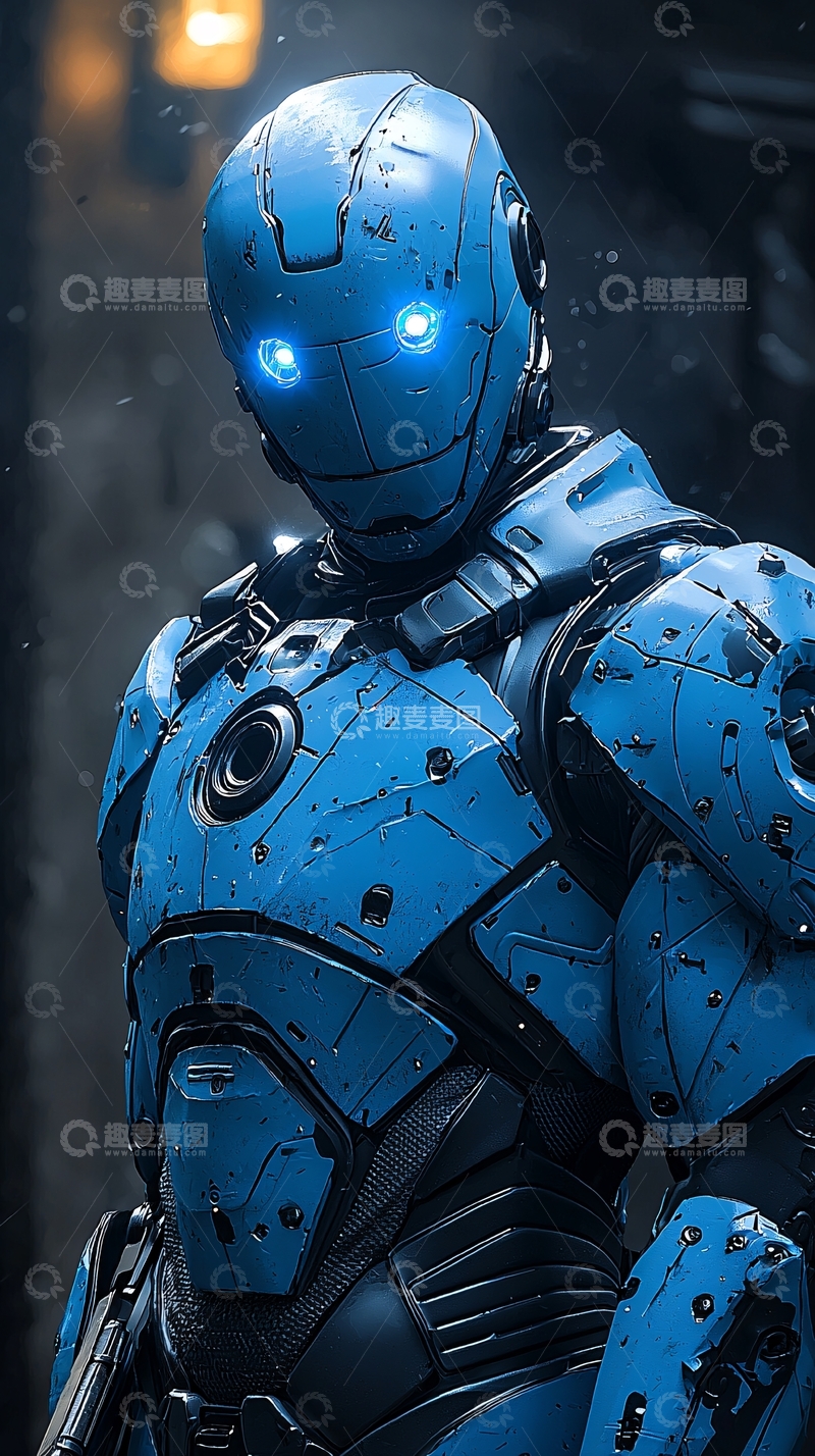高清大图下载【趣麦麦图】蓝色机器人