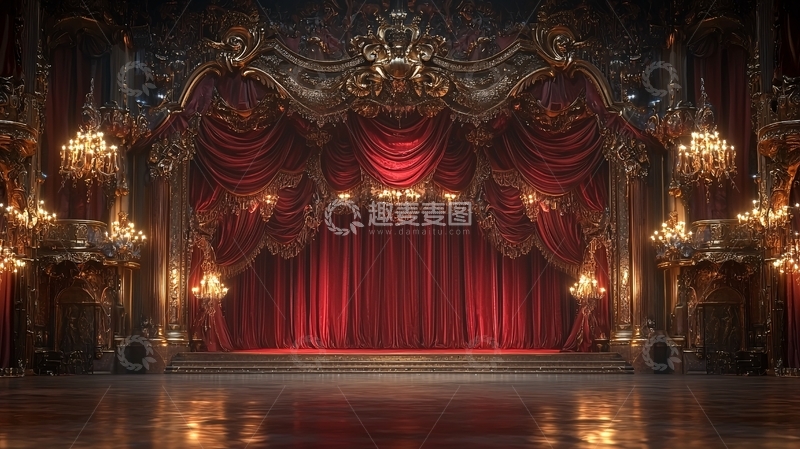 高清大图下载【趣麦麦图】奢华复古剧院舞台背景