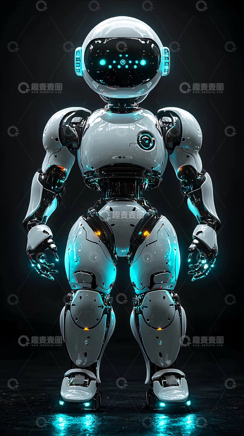 高清大图下载【趣麦麦图】可爱小白机器人