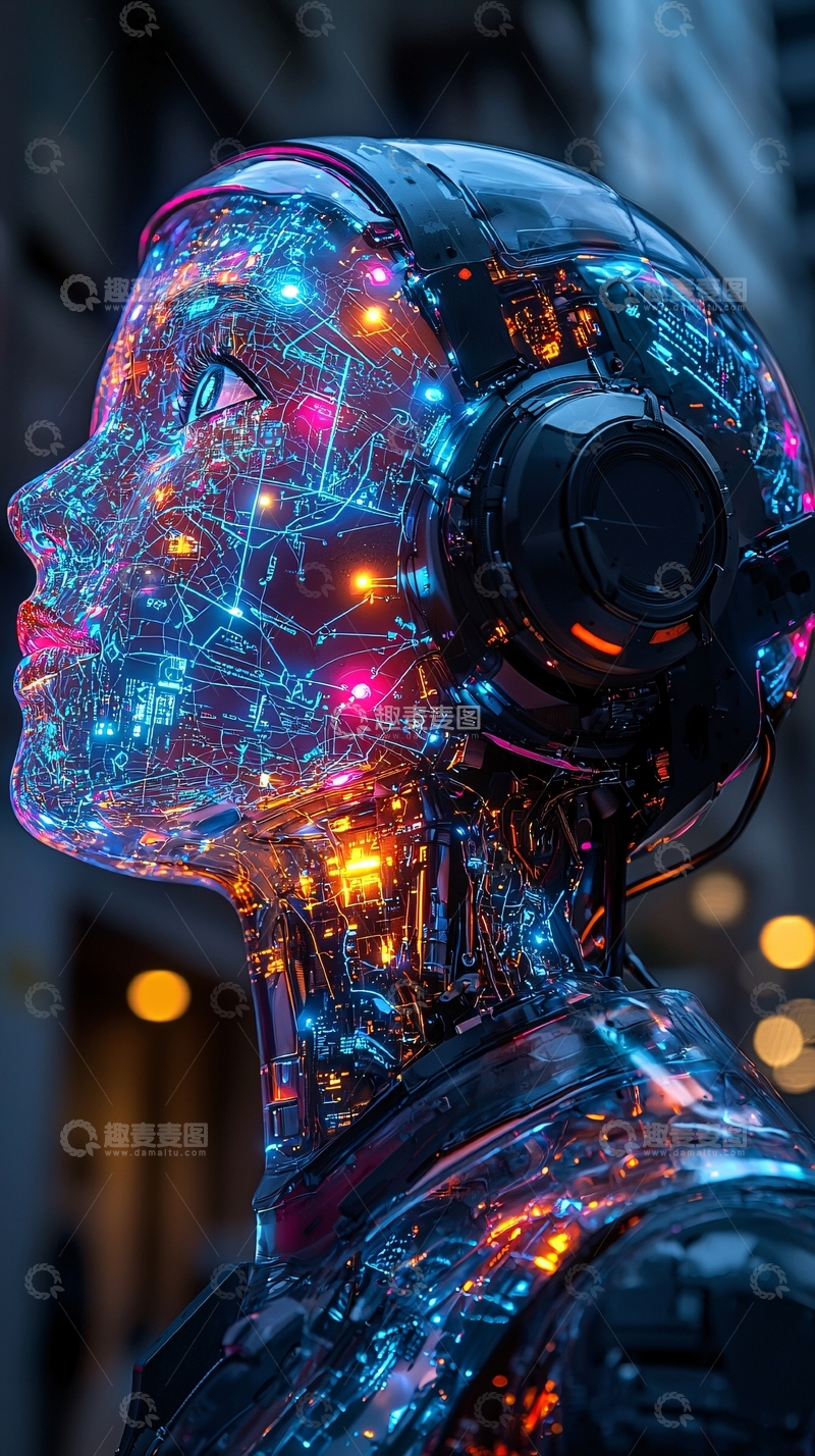 高清大图下载【趣麦麦图】透明机械女机器人