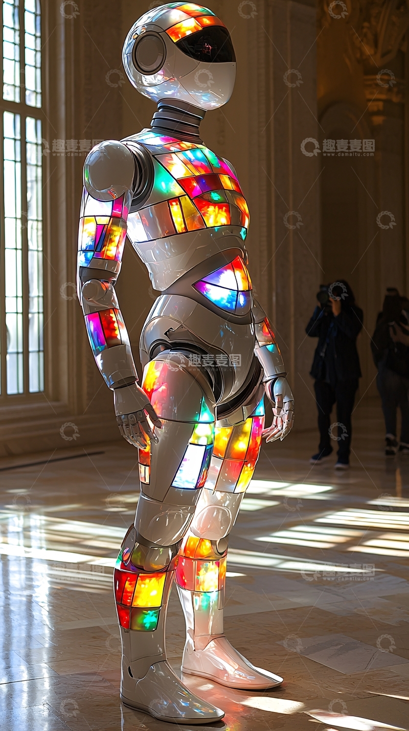 高清大图下载【趣麦麦图】彩色玻璃机器人