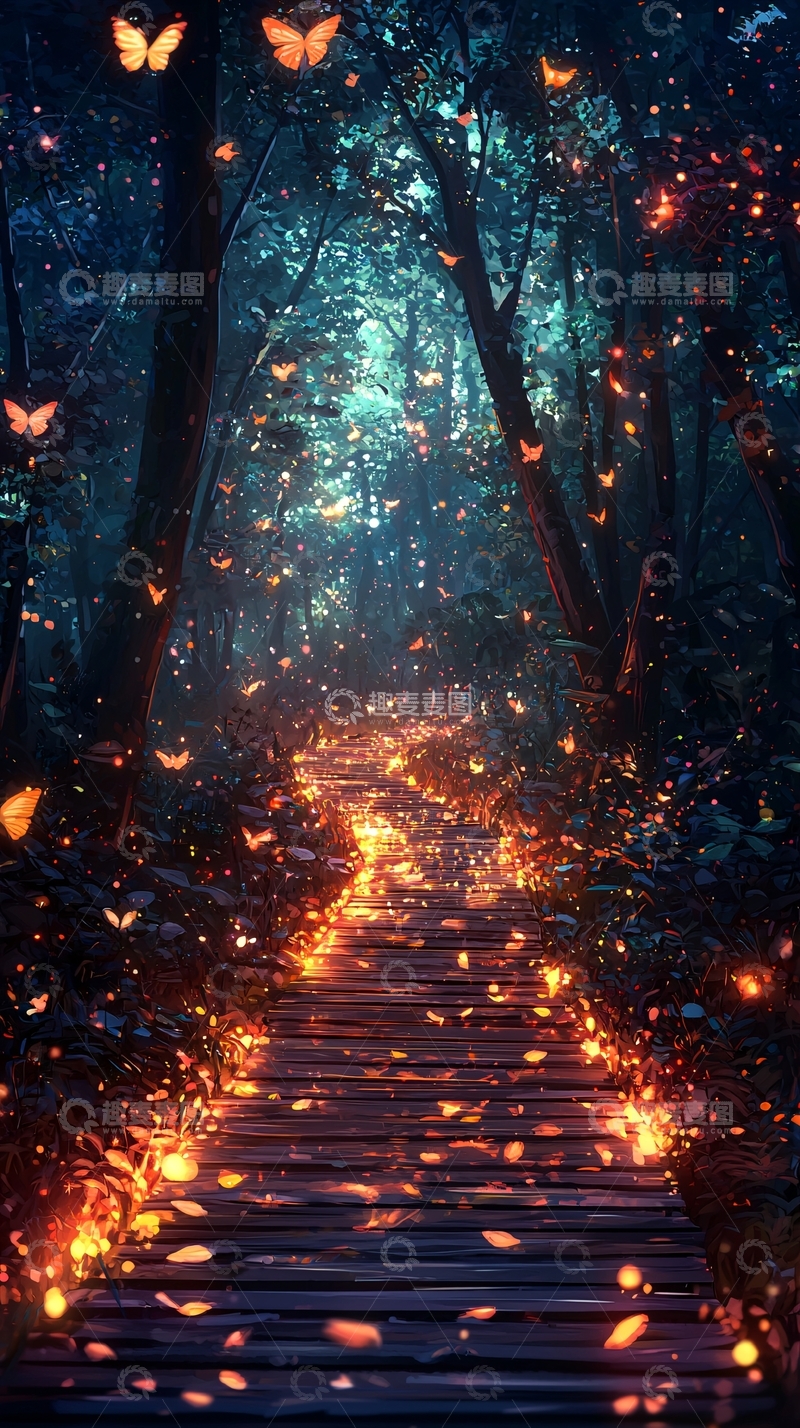 高清大图下载【趣麦麦图】萤火森林小路