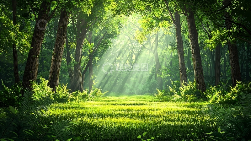 高清大图下载【趣麦麦图】阳光森林小路