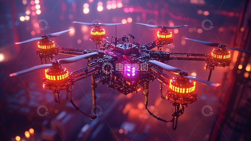 高清大图下载【趣麦麦图】未来科技感六旋翼无人机