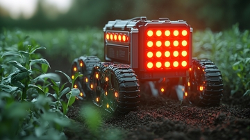 红色灯光农业机器人