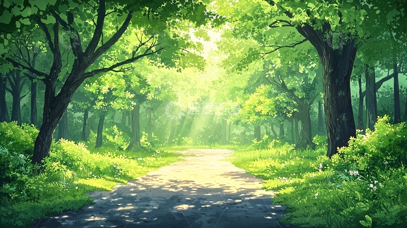 高清大图下载【趣麦麦图】阳光森林小路