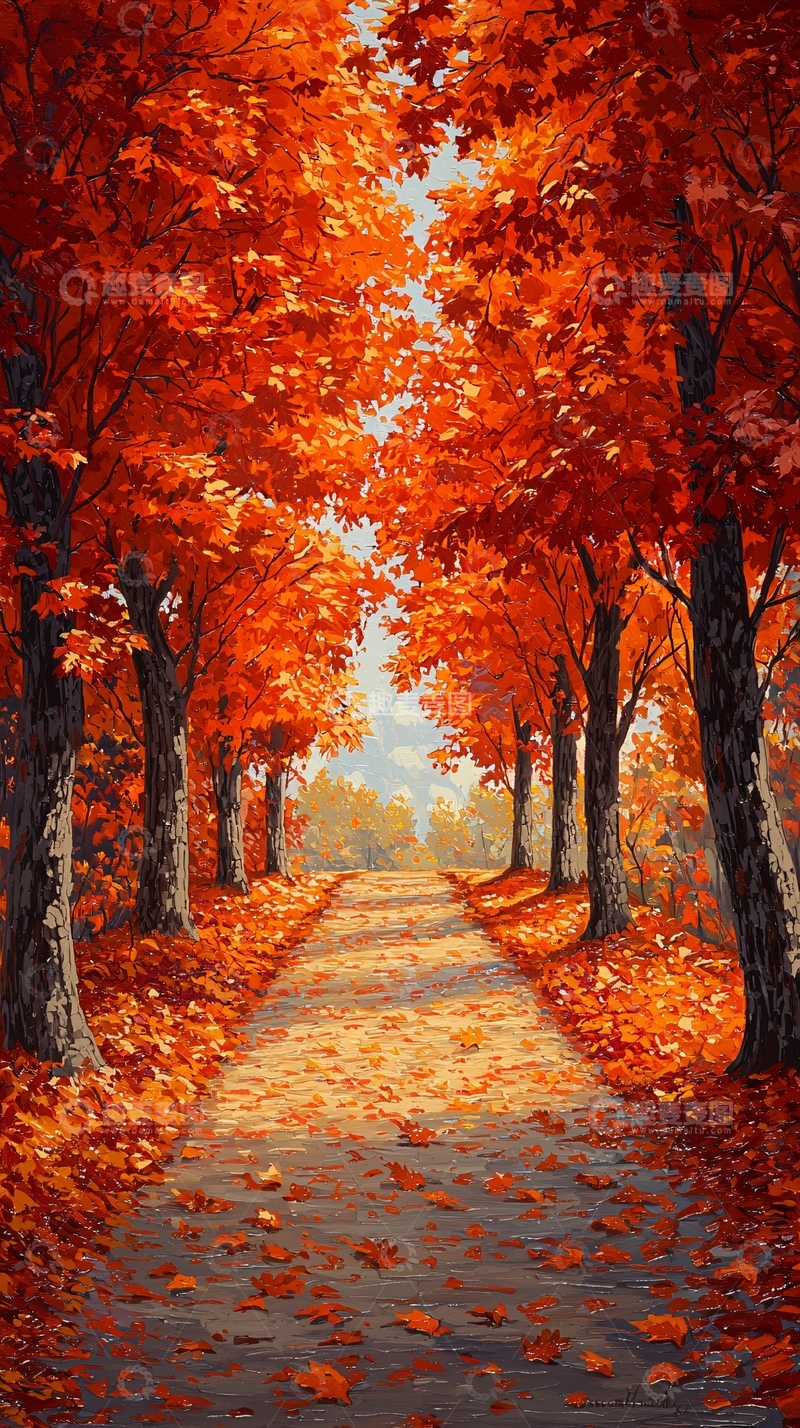 高清大图下载【趣麦麦图】秋天树林小路风景如画