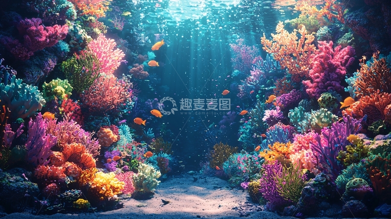 高清大图下载【趣麦麦图】海底珊瑚礁景观
