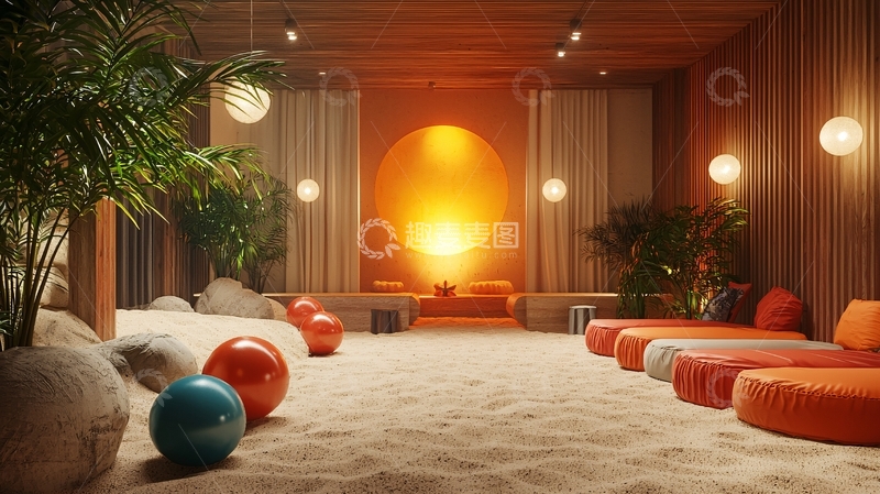 高清大图下载【趣麦麦图】温暖舒适的沙滩室内空间