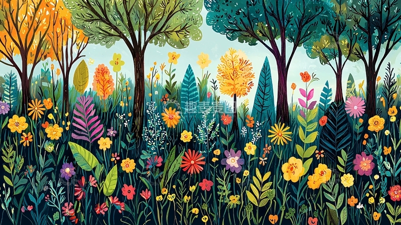 高清大图下载【趣麦麦图】鲜艳色彩的花草树木