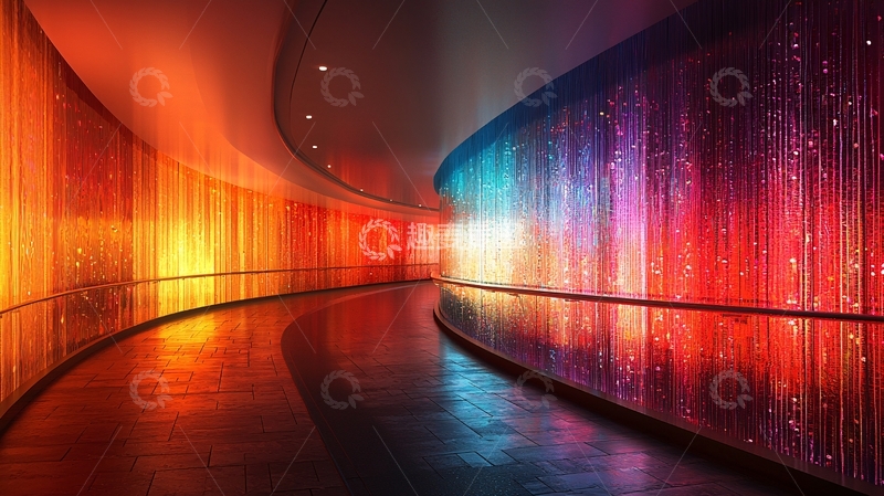 高清大图下载【趣麦麦图】色彩斑斓的弧形走廊