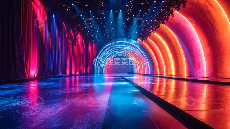 高清大图下载【趣麦麦图】炫彩灯光隧道