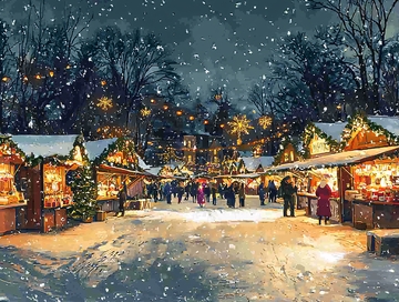 下雪的圣诞集市