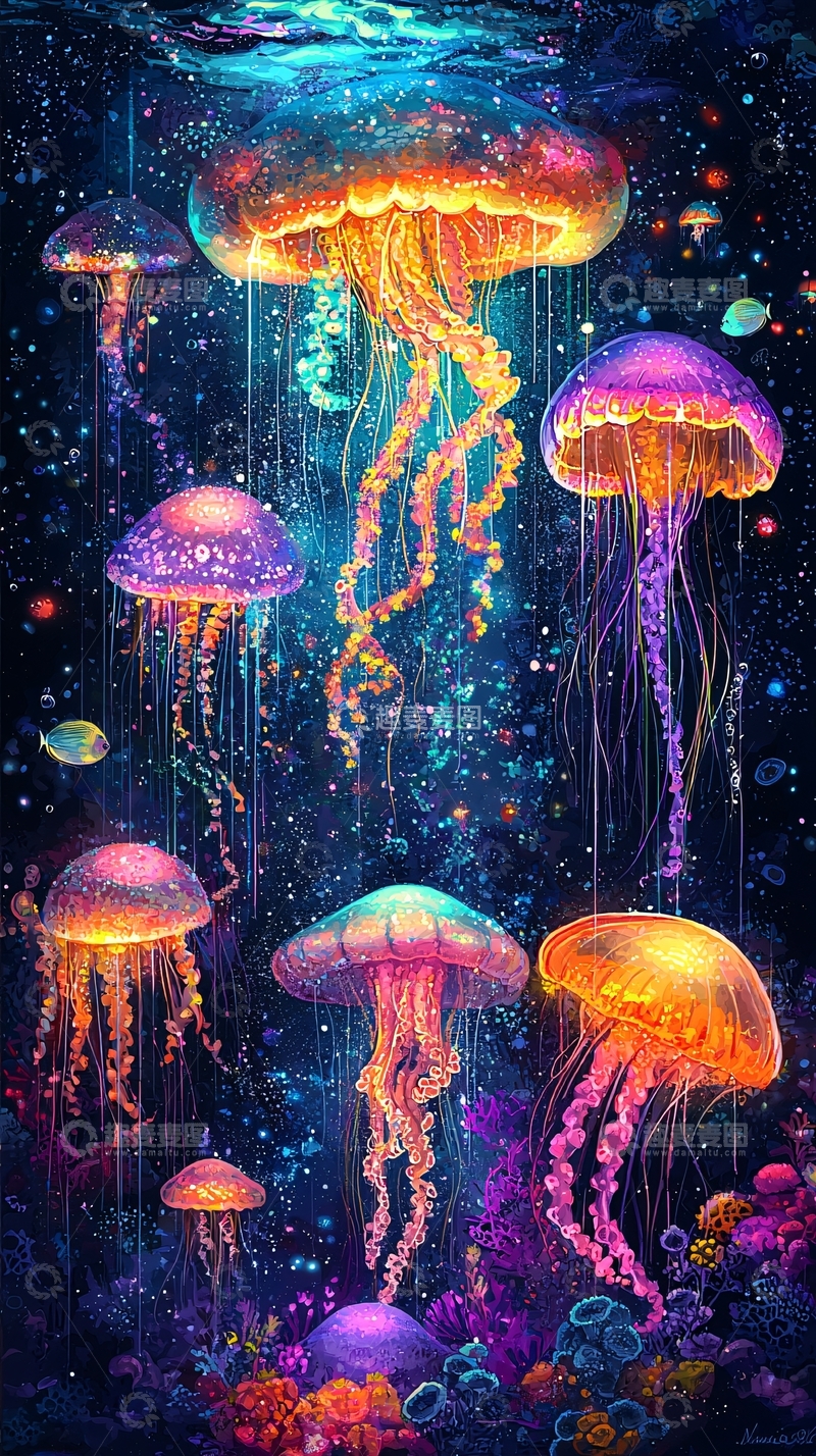 高清大图下载【趣麦麦图】梦幻水母