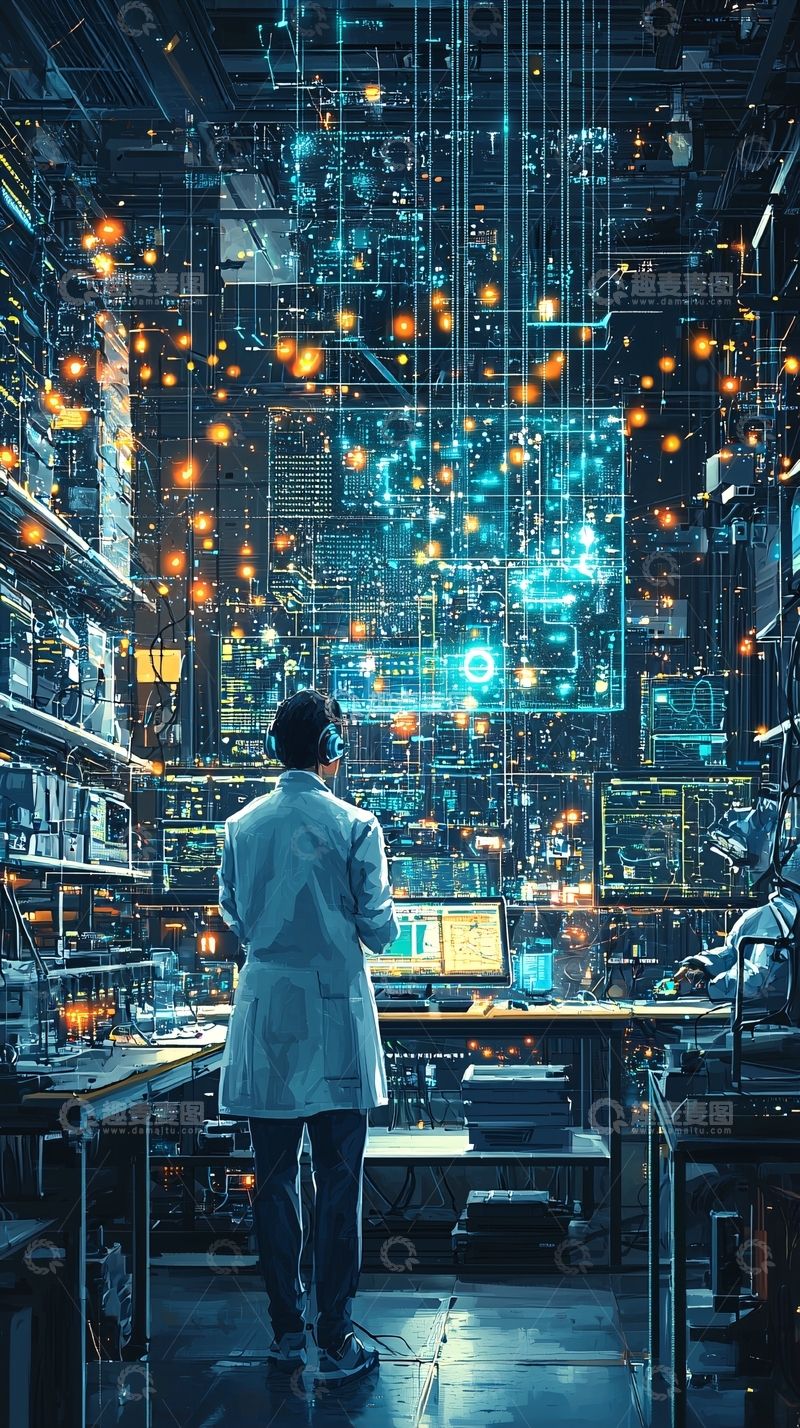 高清大图下载【趣麦麦图】未来感实验室场景图