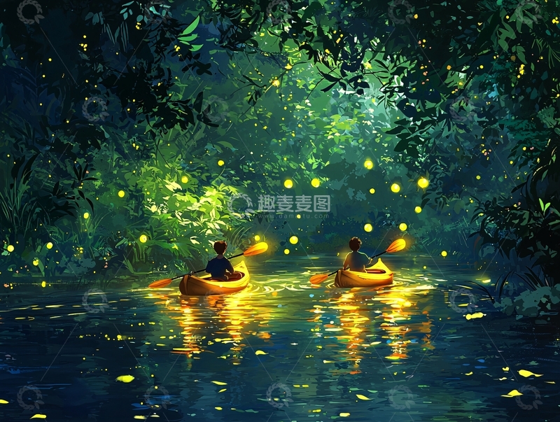 高清大图下载【趣麦麦图】萤火虫之夜