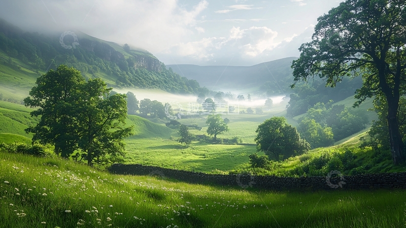 高清大图下载【趣麦麦图】山谷晨雾风景照