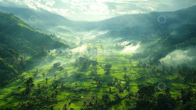 高清大图下载【趣麦麦图】山谷田园风光