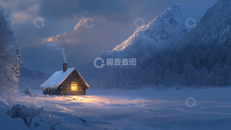 高清大图下载【趣麦麦图】雪山小屋