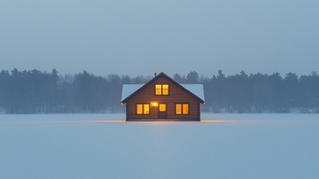 冬季雪景小屋