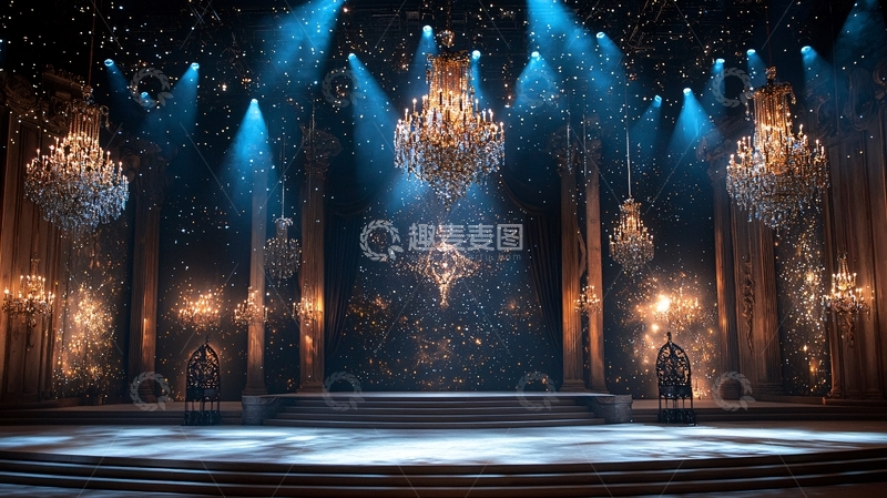 高清大图下载【趣麦麦图】奢华水晶吊灯舞台背景