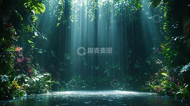 高清大图下载【趣麦麦图】阳光透过树林