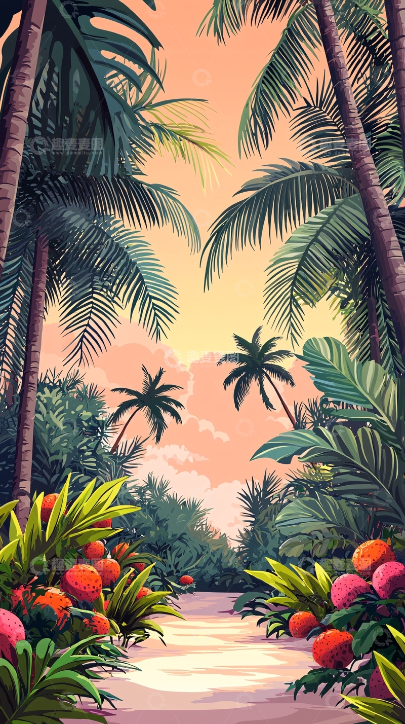 高清大图下载【趣麦麦图】热带雨林小路景色