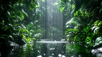 雨林溪流雨景