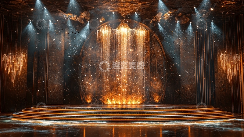 高清大图下载【趣麦麦图】奢华金色舞台灯光背景