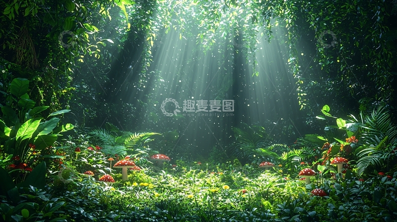 高清大图下载【趣麦麦图】阳光透过树林