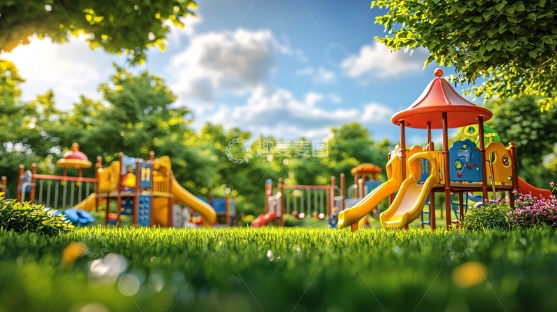 高清大图下载【趣麦麦图】儿童乐园的阳光明媚景象