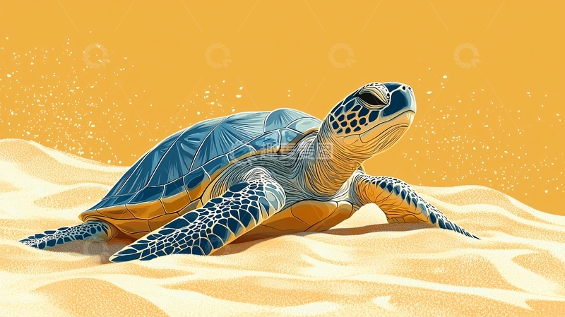 高清大图下载【趣麦麦图】海滩上蓝色海龟