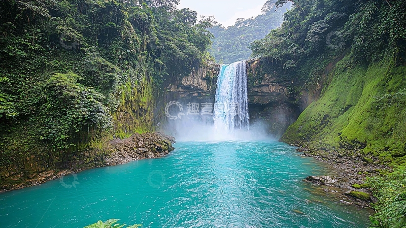高清大图下载【趣麦麦图】热带雨林瀑布