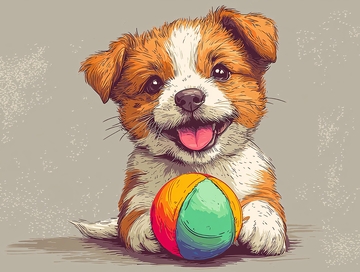 可爱的小狗玩彩色球