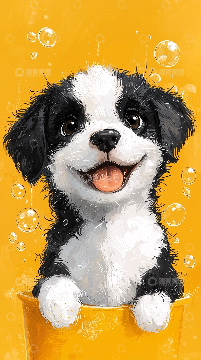 高清大图下载【趣麦麦图】快乐小狗在浴缸里洗澡