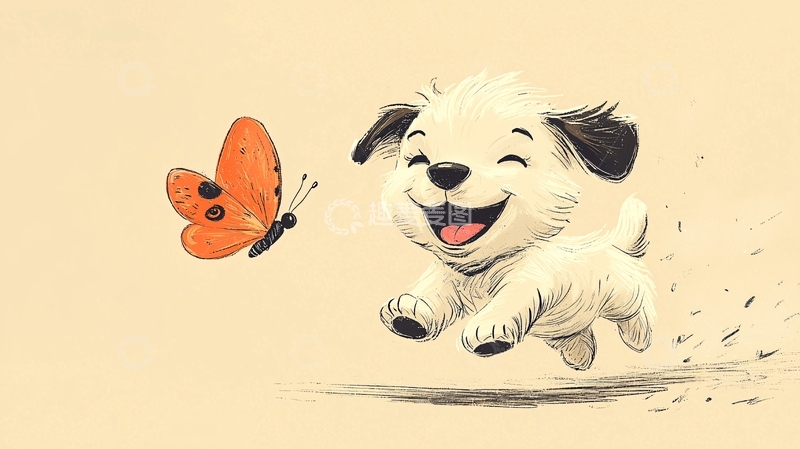 高清大图下载【趣麦麦图】可爱小狗追蝴蝶