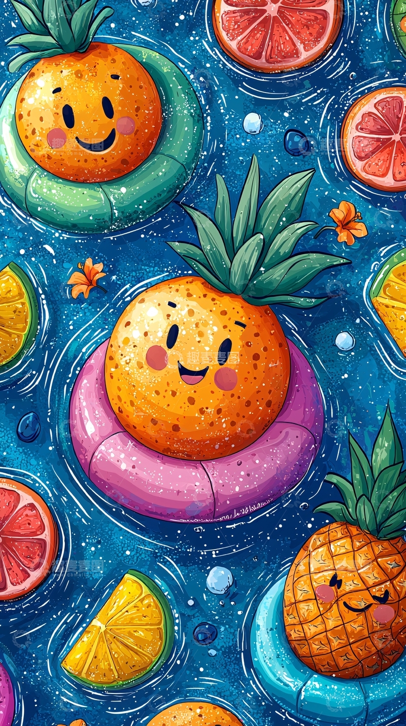 高清大图下载【趣麦麦图】水果游泳圈