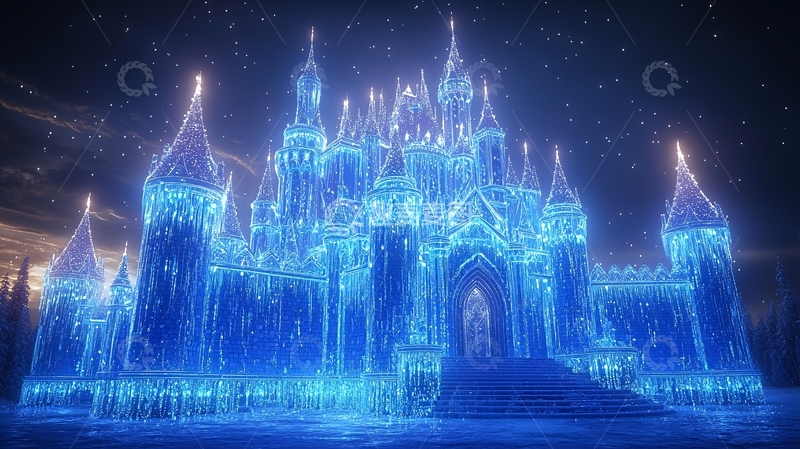 高清大图下载【趣麦麦图】蓝色冰雪城堡