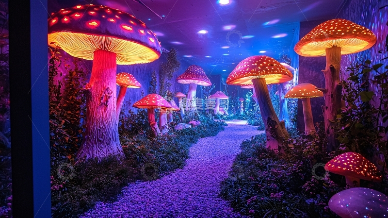 高清大图下载【趣麦麦图】梦幻发光蘑菇森林