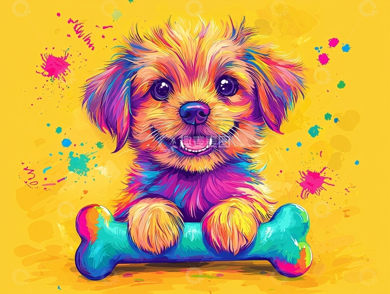 高清大图下载【趣麦麦图】彩色小狗