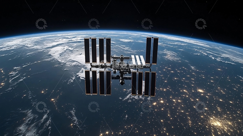 高清大图下载【趣麦麦图】国际空间站地球轨道俯瞰图