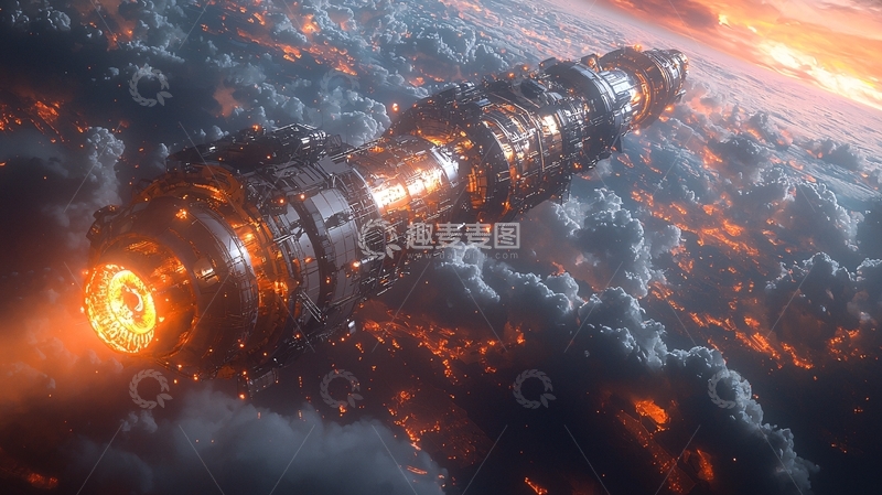 高清大图下载【趣麦麦图】宇宙飞船坠落燃烧